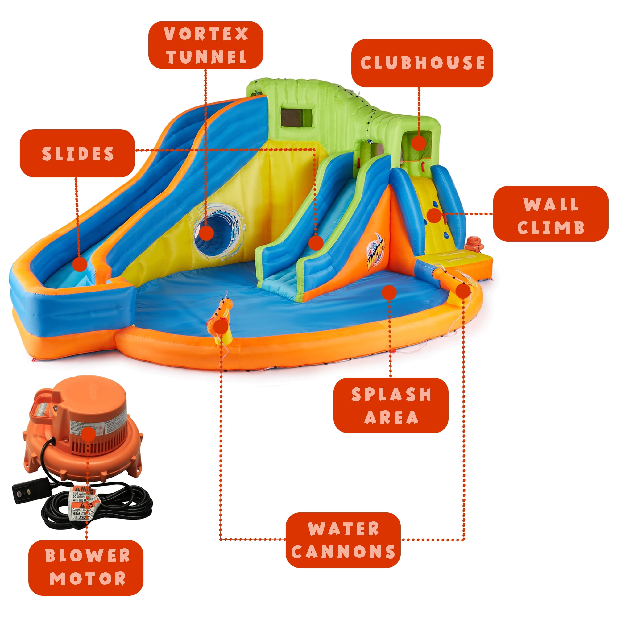 Banzai pipeline twist kids inflatable outdoor cheap water park pool slides & cannons
