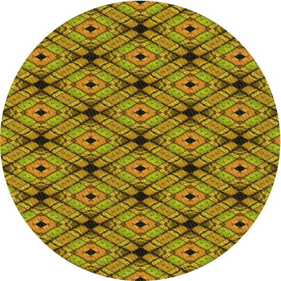 Ahgly Company Indoor Round Patterned Bee Yellow Area Rugs, 7' Round