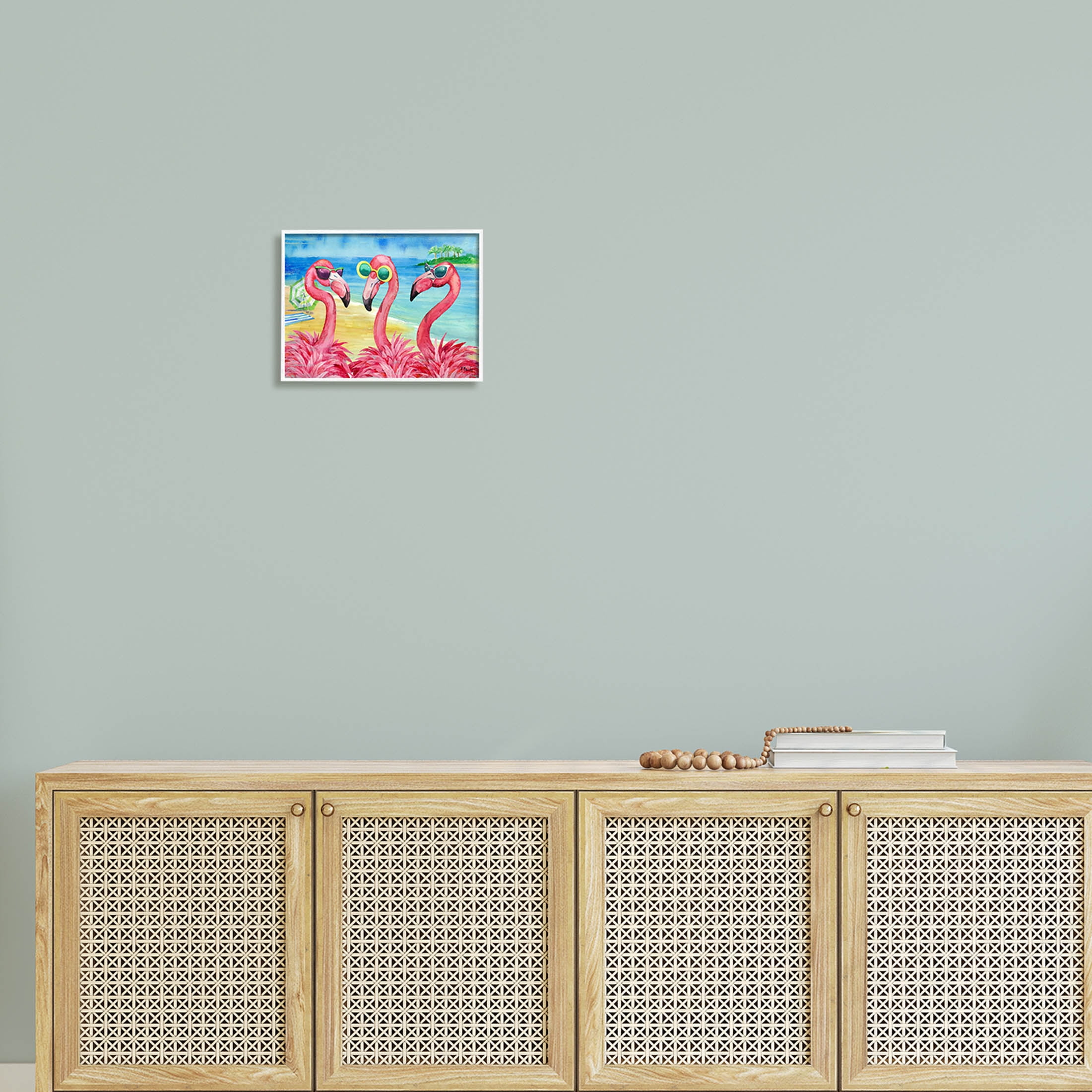 Stupell Industries Flamingo Girlfriends Tropical Coast Graphic Art White Framed Art Print Wall Art, Design by Paul Brent