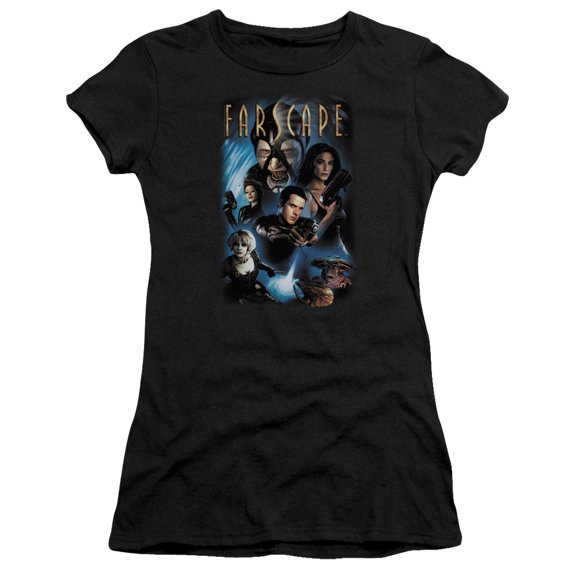 Farscape Comic Cover S/S Junior Women's T-Shirt Sheer Black