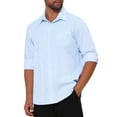 thumbnail image 4 of INSPIRE CHIC Stripes Dress Shirts for Men's Long Sleeve Business Button Striped Shirt S White Blue, 4 of 5