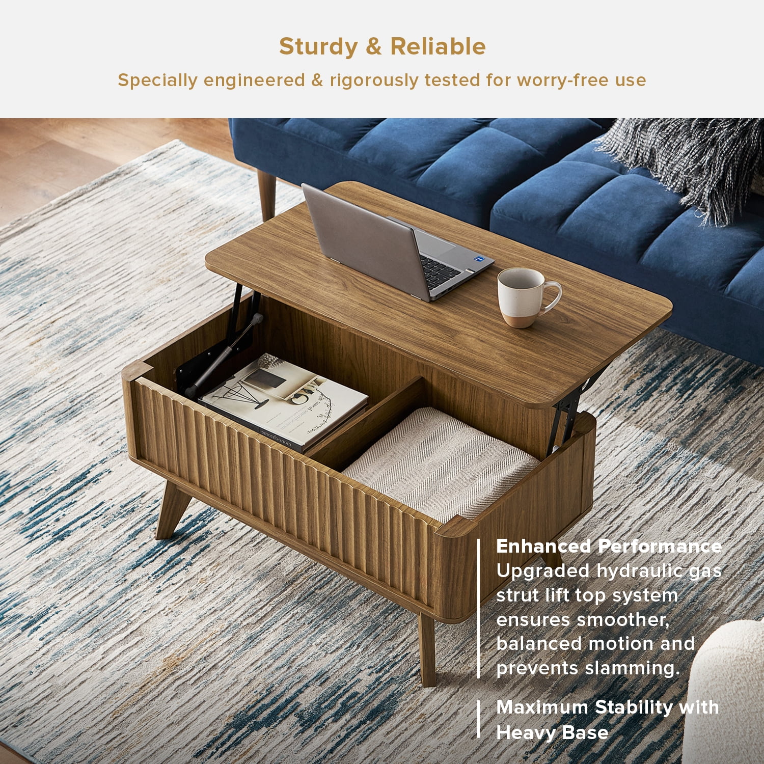 Mid century modern coffee table lift top discount