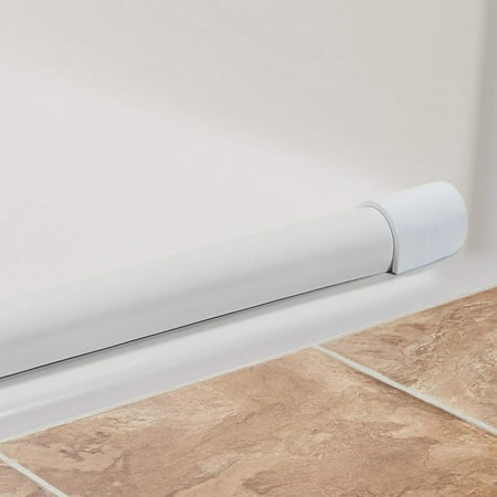 Collapsible Shower Dam - Water Threshold Barrier Stopper for Curb Free Shower/Easy Wheelchair Roll in/Use with Weighted Curtain for Full Splash Guard/White EPDM/90 Degree End Caps/ 48"