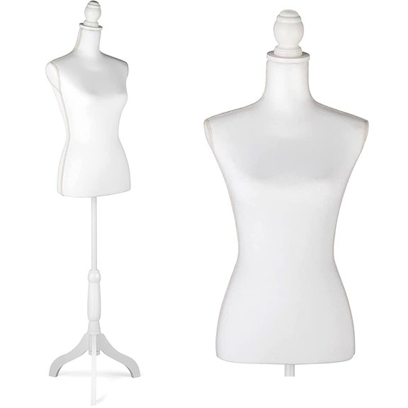 Maniqui Torso Femenino Arcoshop Afelpado Tripie Ajustable TERCIOPELO BLANCO