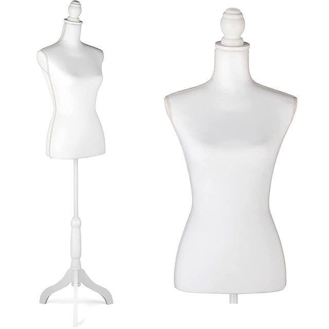 Maniqui Torso Femenino Arcoshop Afelpado Tripie Ajustable TERCIOPELO BLANCO