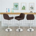 thumbnail image 2 of Bar Stools,Dustpan Chair Square Foot Bar Stool Set of 2 Modern Square PU Leather Adjustable BarStools Counter Height Stools with Arms and Back Bar Chairs 360° Swivel Stool Brown, 2 of 7