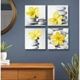 thumbnail image 5 of -Modern Bathroom Yellow Gray Wall Art Picture Flowers and Pebble Stone Canvas Print Wall Decor Set 4(Yellow), 5 of 6