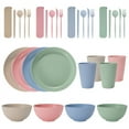 thumbnail image 1 of Nvzi Wheat Straw Dinnerware Sets, 32-Piece Plates and Bowls Sets, Cutlery, Microwave Safe Unbreakable Dinnerware for Parties, Picnic, College Dorm, Camping Light colour multicolour, 1 of 4