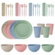 thumbnail image 1 of Nvzi Wheat Straw Dinnerware Sets, 32-Piece Plates and Bowls Sets, Cutlery, Microwave Safe Unbreakable Dinnerware for Parties, Picnic, College Dorm, Camping Light colour multicolour, 1 of 4