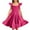 Hot Pink, variant on PINQI Girls Summer Smocked Dress Kids Casual Flying Sleeve Ruffle Trim Solid Square Neck Pleated Midi Dresses Outfits