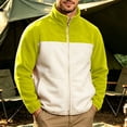 thumbnail image 2 of LEAVINGSUO Men's Zip-up Cardigan Sweatshirt Solid Color Long Sleeved Stand Up Collar Pocket Warm Jacket Green XL, 2 of 7
