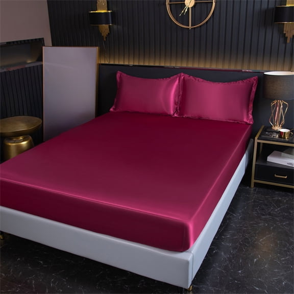 Queen Size Satin Sheets Set 4 Piece Bed Sheets for Hot Sleepers Deep Pocket Bedding Set for Mattress Up to 16 Inch Brushed Microfiber Fitted Sheet with 2 Pillowcases Cooling Soft Comfortable