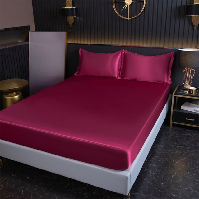 Drap-housse en Satin, Poche Profonde jusqu'à 16 Po, Microfibre Brossée Infroissable, Polyester Respirant, Multicolore, 200x180 cm