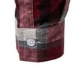 thumbnail image 5 of WREESH Men's Shacket Casual Patchwork Fashion Plaid Hooded Button Long Sleeve Shirt Shirt Wine, 5 of 9
