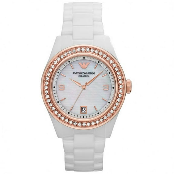 Emporio Armani White Women's Ceramica Ceramic Rose Gold Ar1472 Watch