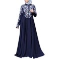 thumbnail image 4 of Vestido musulmán para mujer Kaftan árabe Jilbab Abaya Vestido largo con costura de encaje islámico, 4 of 5