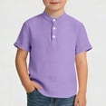 thumbnail image 2 of Bovxnpu Boys School Uniform Short Sleeve Shirt Button Closure Golf Shirt Washed Wrinkle Shirt Crew Neck Casual Boys Tees, 2 of 9
