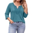 thumbnail image 5 of Fantaslook 3/4 Sleeve Womens Plus Size Tops V Neck Lace Blouses Casual Tunic Shirts, 5 of 9