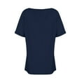 thumbnail image 4 of Dwralegc Deep V Neck Tops for Women Lightweight Casual T Shirt Summer Short Sleeve V-Neck Tops Tee Loose Fit Fashion Shirts Clothes Navy L, 4 of 5