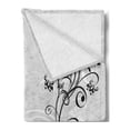 thumbnail image 2 of Black and Grey Soft Flannel Fleece Throw Blanket, Grunge Illustration of Butterflies and Floral Details, Cozy Plush for Indoor and Outdoor Use, 50" x 60", Charcoal Grey Pale Taupe, by Ambesonne, 2 of 5