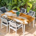 thumbnail image 2 of Orange Grey Table Cloths for 4 Foot Rectangle Tables, Vintage Minimalist Abstract Gradient Art Patio Waterproof Elastic Fitted Tablecloths, Washable Rectangular Table Cover for Camping, 2 of 8