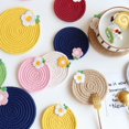 thumbnail image 2 of Set de Table Crochet, Dessous de Verre Crochet Mignon Tapis de Table Corde de Coton Fleur Décoration Maison Moderne Tapis Décoration de Bureau Restaurant Tasse Ronde (Vert, 12cm), 2 of 4