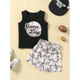 thumbnail image 2 of Bagilaanoe 2pcs Toddler Baby Girl Short Pants Set Letter Print Sleeveless Tank Tops + Shorts 6M 12M 18M 24M 3T 4T Kids Casual Summer Outfits, 2 of 8