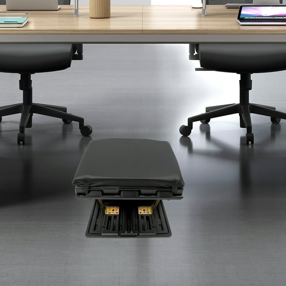 Adjustable Foot Rest, Black Ergonomic Foldable Footrest, Portable Footrest 4 Angle Levels 4 Height Levels PU-covered Cushion