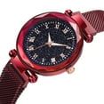 thumbnail image 5 of Montre-bracelet pour Femmes à Cadran Rond avec Chiffres Romains, Bracelet en Alliage de Quartz (Rouge), 5 of 5