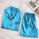 thumbnail image 5 of Conjunto de pijama de seda para mujer: top de satén con botones y pantalones cortos, ropa de estar por casa suave, ideal para las noches de verano y para relajarse de forma informal., 5 of 7