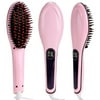 Salon-Grade Anti Static Ceramic Anti-Scald Hair Straightener Detangling Styling Brush- Pink