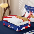 thumbnail image 5 of Homewish Kids Baseball Ball Gamer Zipper Twin Comforter Sets with Fitted Sheet and 2 Pillowcases,Watercolor Monogrammed J Zipper Bedding Set For Boys,Navy Blue Reversible,4 Pieces, 5 of 7