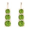 thumbnail image 3 of 1.06 ct Lever-Back Drop Dangle Earrings for Women | 4mm Round Cut Natural Peridot | 18K Rose Gold, 3 of 5