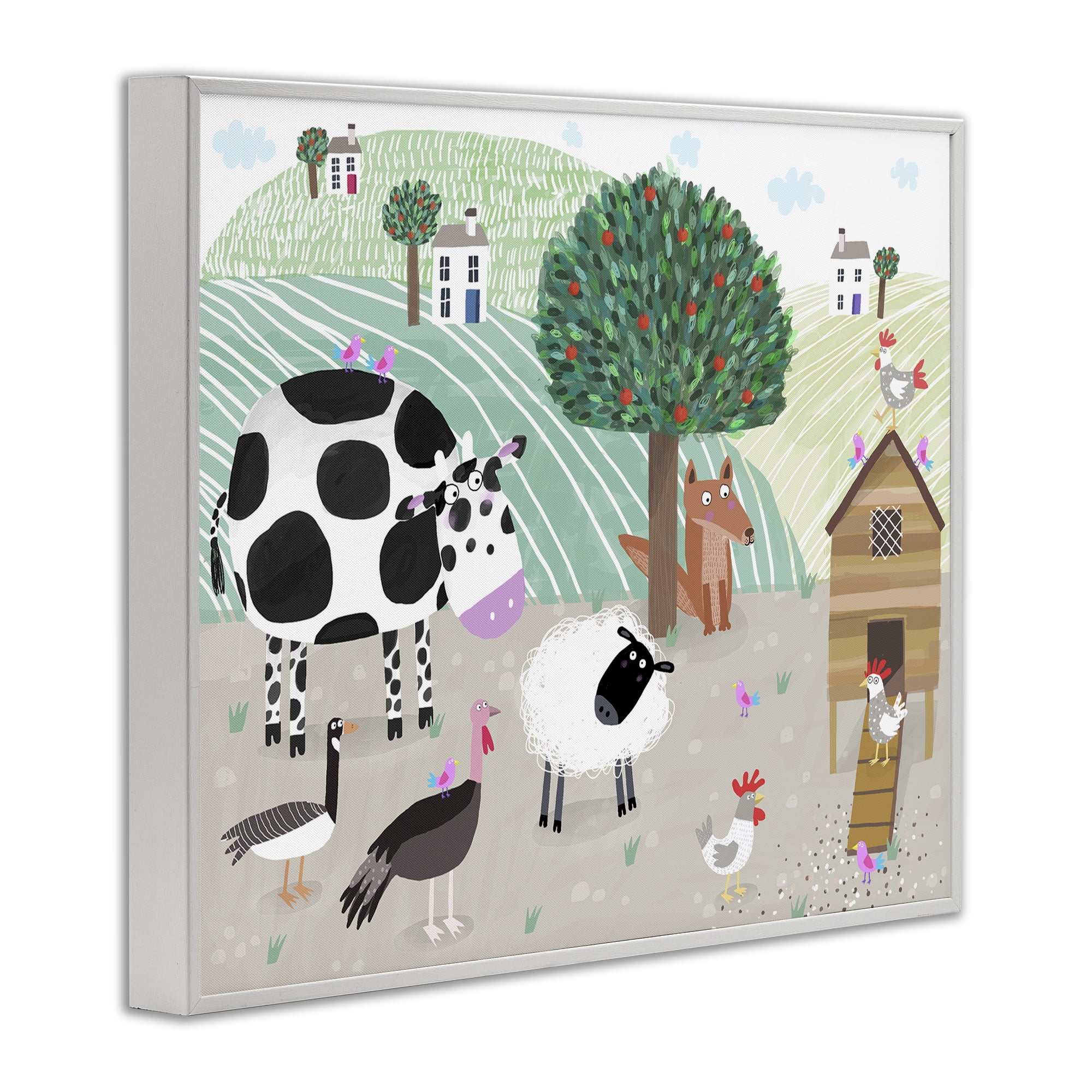 Stupell Industries Down At The Farm White Framed Giclee Art, design by Carla Daly