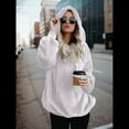 thumbnail image 4 of Sudadera con Capucha Extragrande para Mujer con Bolsillos, Sudadera de Forro Afelpado, Chaqueta A Cuadros, Abrigo. Gris XXL, 4 of 7