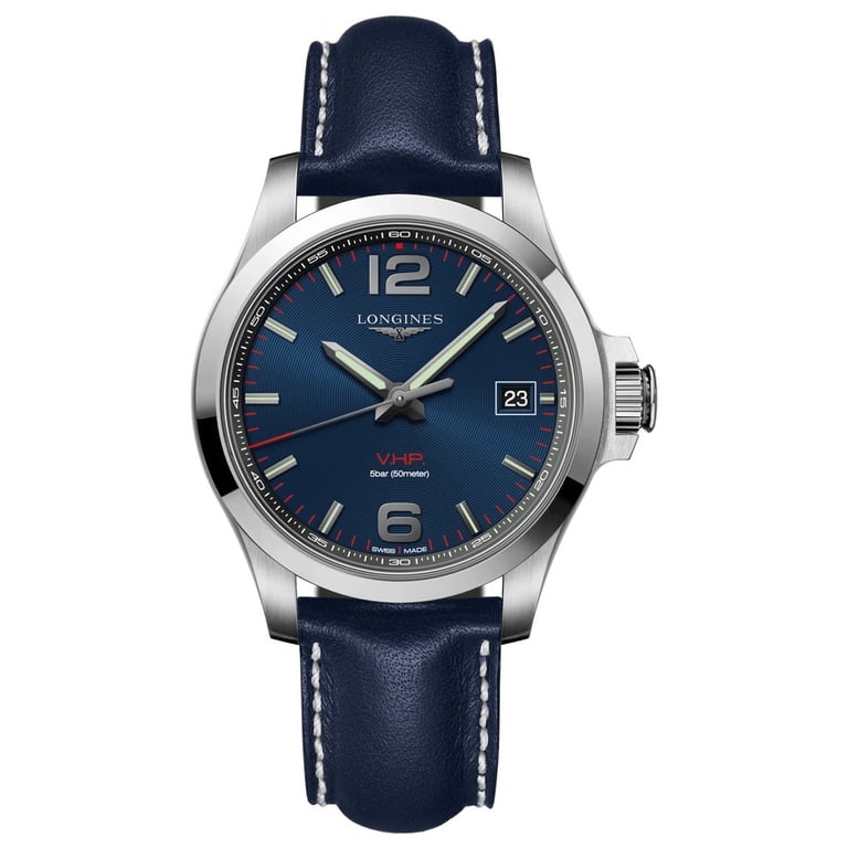 Longines Conquest V.H.P. Stainless Steel Blue Dial Blue Leather