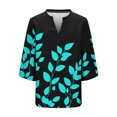 thumbnail image 4 of Xuyuer Women's 3/4 Length Sleeve Tops V Neck Casual Vacation Loose Fit S-5XL Ruffle Cuffs Shirts Dressy Flowy Tunic Tops Hawaiian Shirts Summer Floral Printed Shirt Casual Soft Tunic Tops, 4 of 5