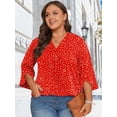 thumbnail image 7 of TEMOFON Womens Plus Size Tops Summer V Neck 3/4 Sleeve Blouses Floral Print Loose Casual Tunic Tops Flowy Blouses 5XL, 7 of 7