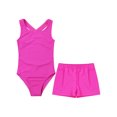 thumbnail image 3 of JanJean Kids Girls Lace Back Ballet Dance Leotard with Shorts Set Workout Athletic Biketard Rose 12, 3 of 7