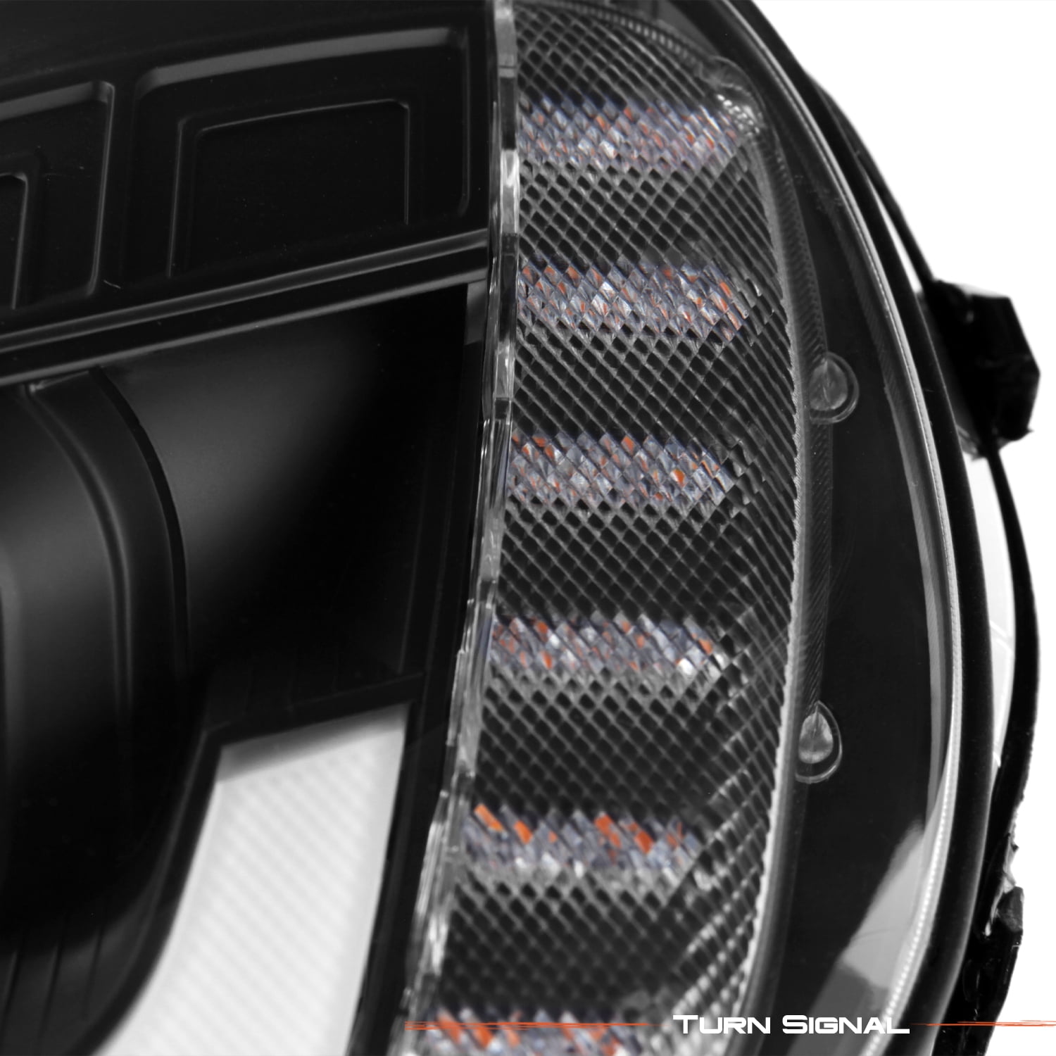 AKKON - Fits 2005-2013 Chevy Corvette C6 Sequential Signal Switchback LED Tube Running Projector Black Headlight Pair Left+Right