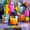 Abstract Liquor Bottles, variant on Vibrant Tribal Face African Woman Portrait Canvas Print, Decor for Living Room, Office, Cafe, Hallway