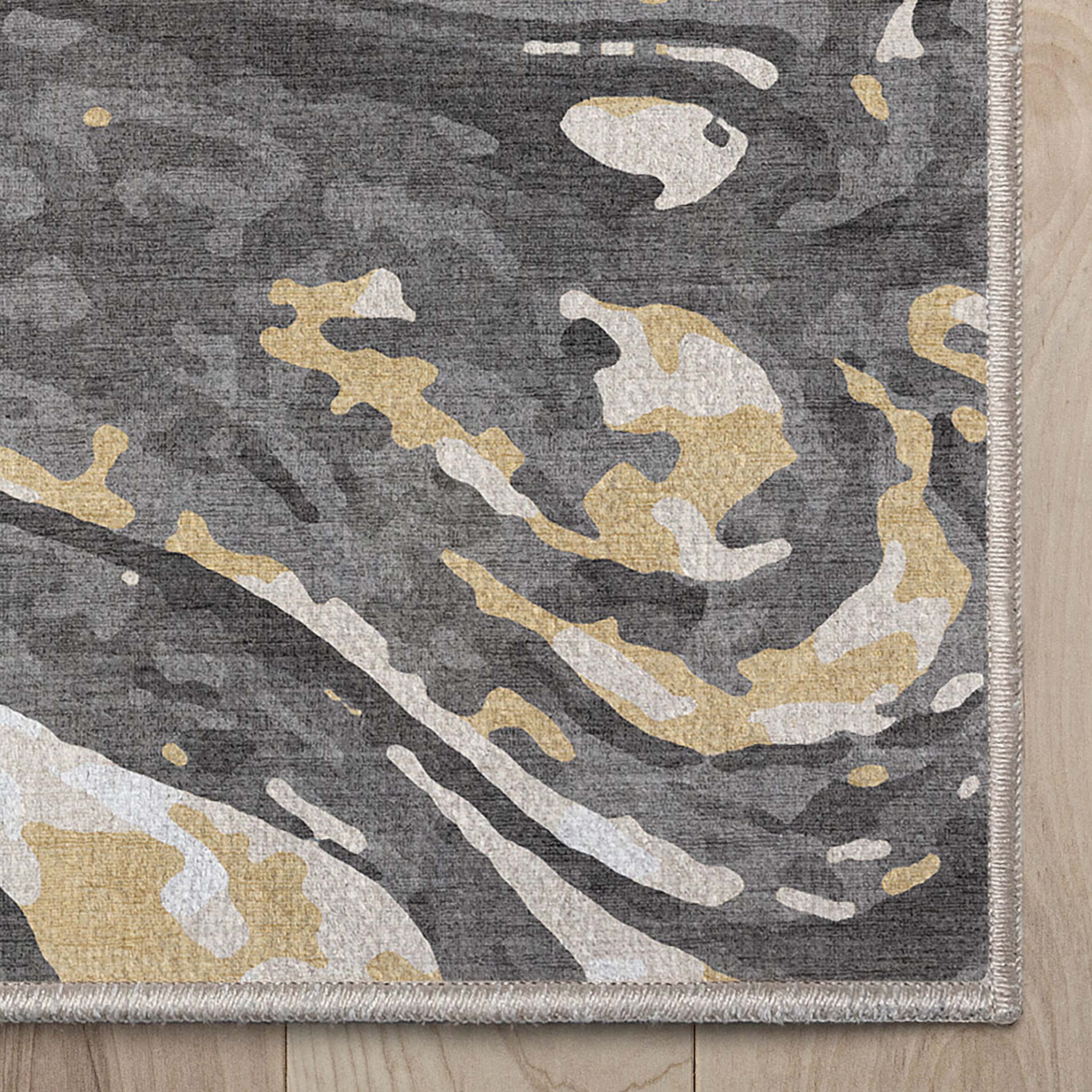 Well Woven Abstract Harmony Modern Stripes Pattern Gold Brown Flat-Weave Easy to Clean 5'3" x 7'3" Area Rug