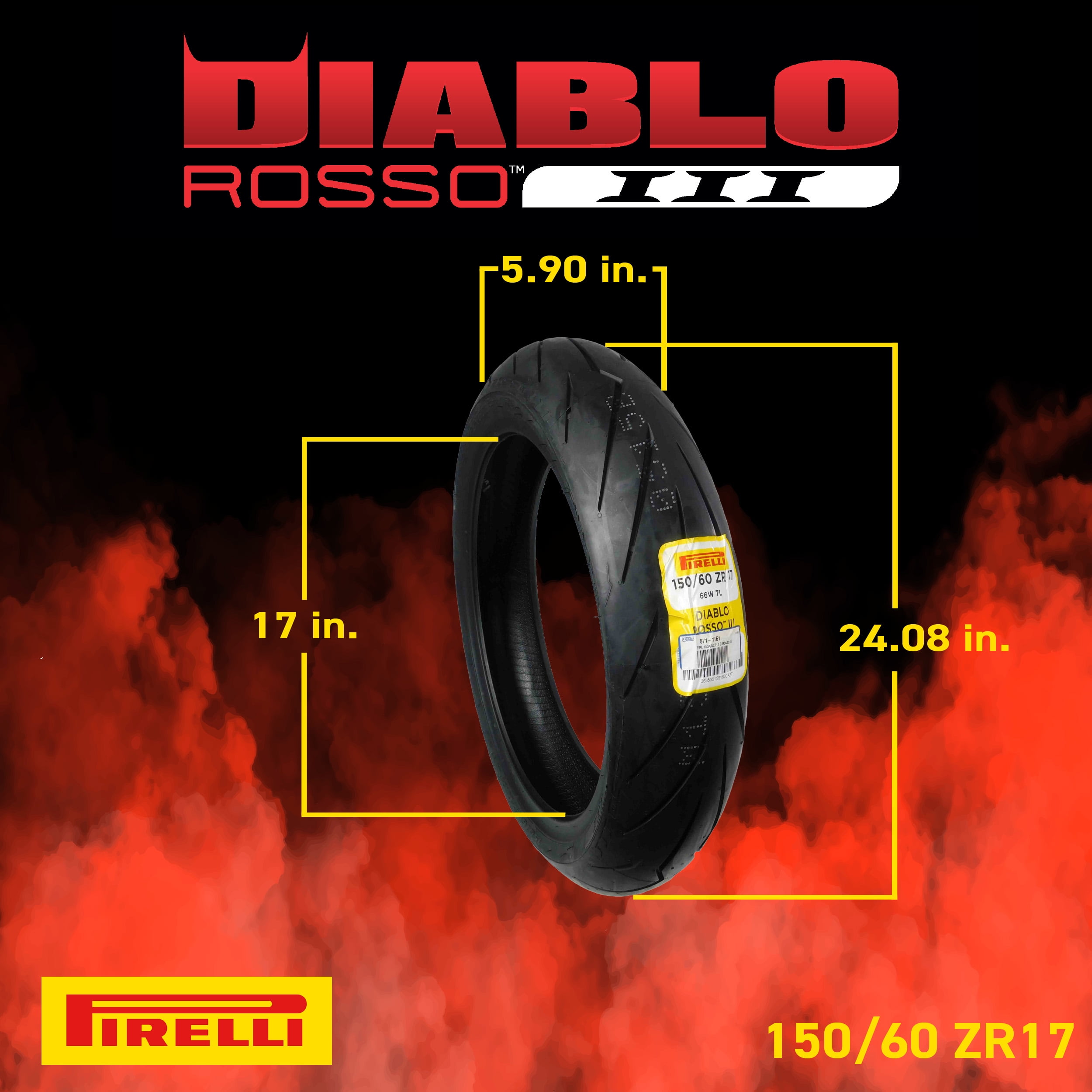 パーツ Pirelli Diablo Rosso III 150/60 R17 Amazon.com: Pirelli Diablo Rosso III 150/60-17 66W : Automotive