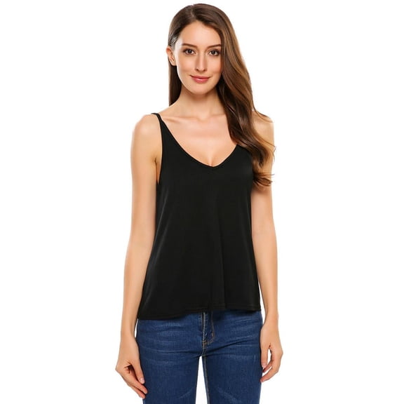 Zeagoo Womens V Neck Cami Tank Top Strap Sleeveless T Shirt Casual Loose Cotton Vest Blouse
