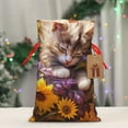 thumbnail image 4 of Fuzoiu Cute Cat Sunflower Print Christmas Gift Bag,Burlap Gift Bag with Drawstring Closure & Hang Tag,Perfect for Holidays, Birthdays, and Special Occasions-Medium, 4 of 7