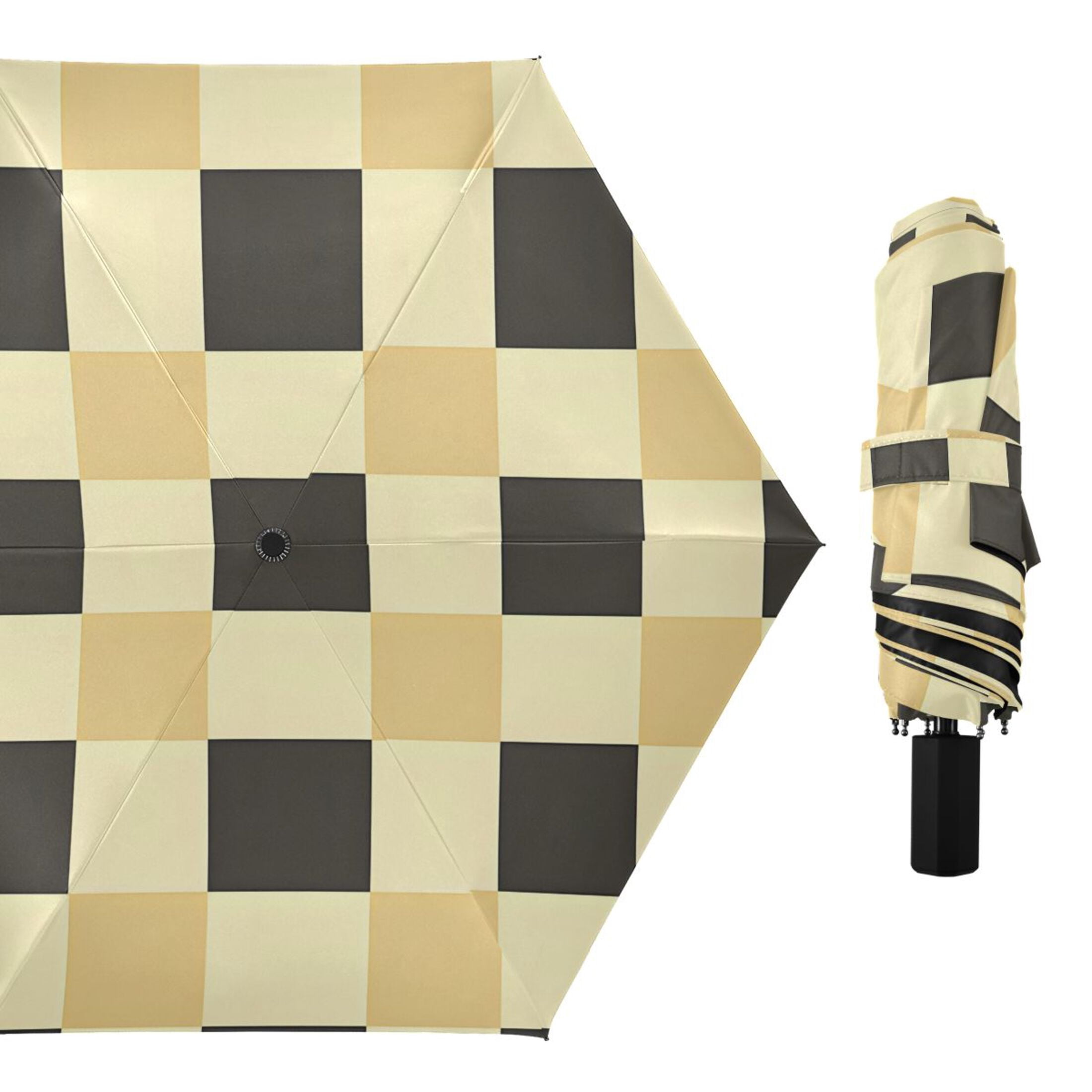 ALAZA Checkered Plaid-a7 UPF 50+ Compact Folding Umbrella for Rain Travel Umbrella Packable