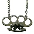 thumbnail image 1 of Rock Rebel crossed guns Dog Tag Silver Chrome Necklace Tattoo Pendant, 1 of 2