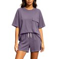 thumbnail image 2 of Maqroz Womens Plus Size Two Piece Lounge Sets Short Sleeve Crewneck Pullover T-Shirts Elastic Waist Shorts Casual Matching Outfits Breathable Sweatsuits Flowy Clothes, 2 of 6