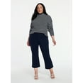 thumbnail image 2 of Time and Tru Women's Stripe Funnel Neck Sweater with Long Sleeves, Midweight, Sizes, XS-XXXL, 2 of 6