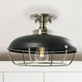 thumbnail image 7 of Creative Co-Op Robert Stevenson Lighting Presley - Caged Dome Metal Semi-Flush Mount Ceiling Light, Brushed Nickel and Matte Black, 7 of 7
